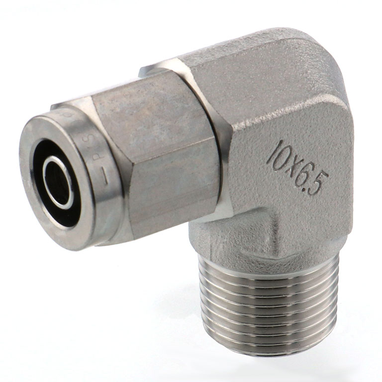 Alternative view of Đầu Ngạnh Nối Ống Có Đai Ốc Xiết Dạng Cong 90° Ren Ngoài Pisco NSL1065-03