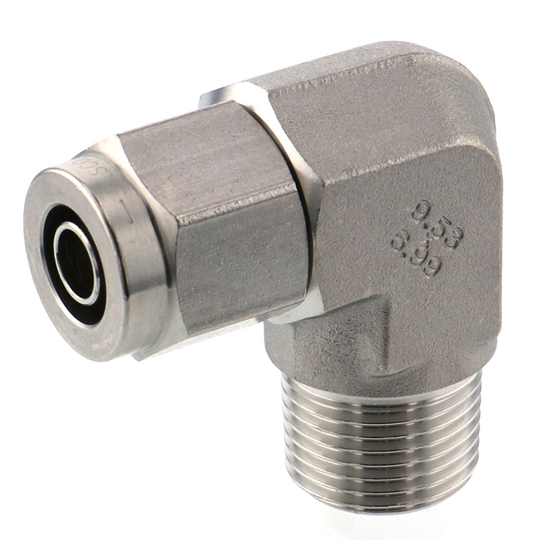 Alternative view of Đầu Ngạnh Nối Ống Có Đai Ốc Xiết Dạng Cong 90° Ren Ngoài Pisco NSL3/8-03