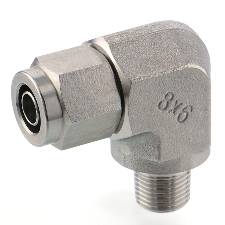 Alternative view of Đầu Ngạnh Nối Ống Có Đai Ốc Xiết Dạng Cong 90° Ren Ngoài Pisco NSL0860-01-TP