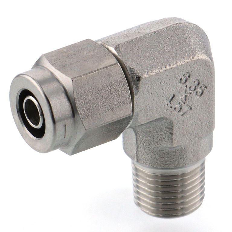 Alternative view of Đầu Ngạnh Nối Ống Có Đai Ốc Xiết Dạng Cong 90° Ren Ngoài Pisco NSL1/4-01-TP