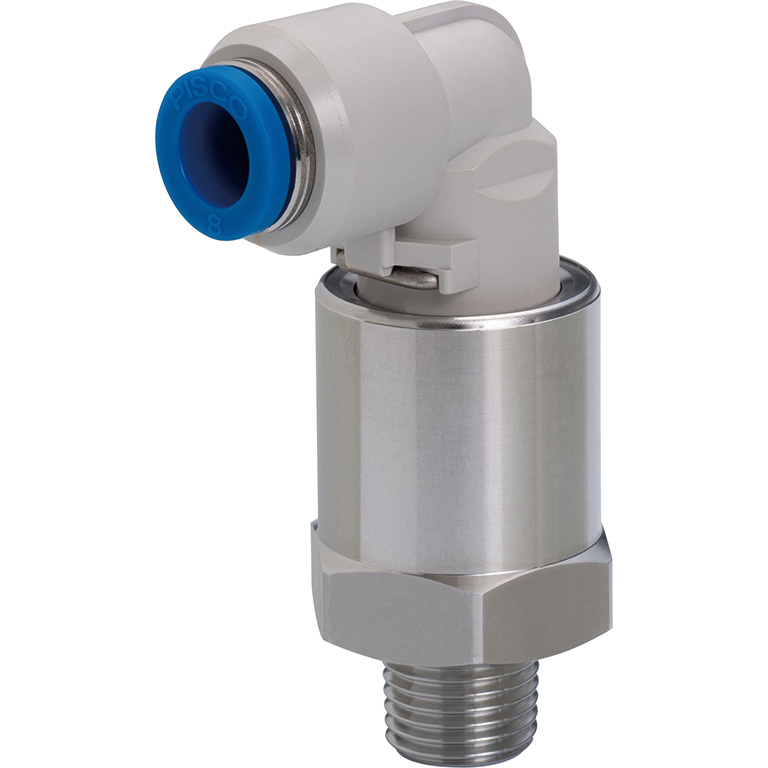 Alternative view of Đầu Nối Nhanh Khí Nén Dạng Cong 90° Ren Ngoài Có Khớp Xoay Pisco RAL8-N1SUS-TP