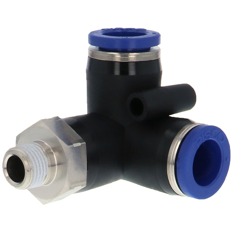 Alternative view of Đầu Nối Nhanh Khí Nén Hai Nhánh Chạc Ba Cong 90° Ren Ngoài Pisco PVX10-01SUS