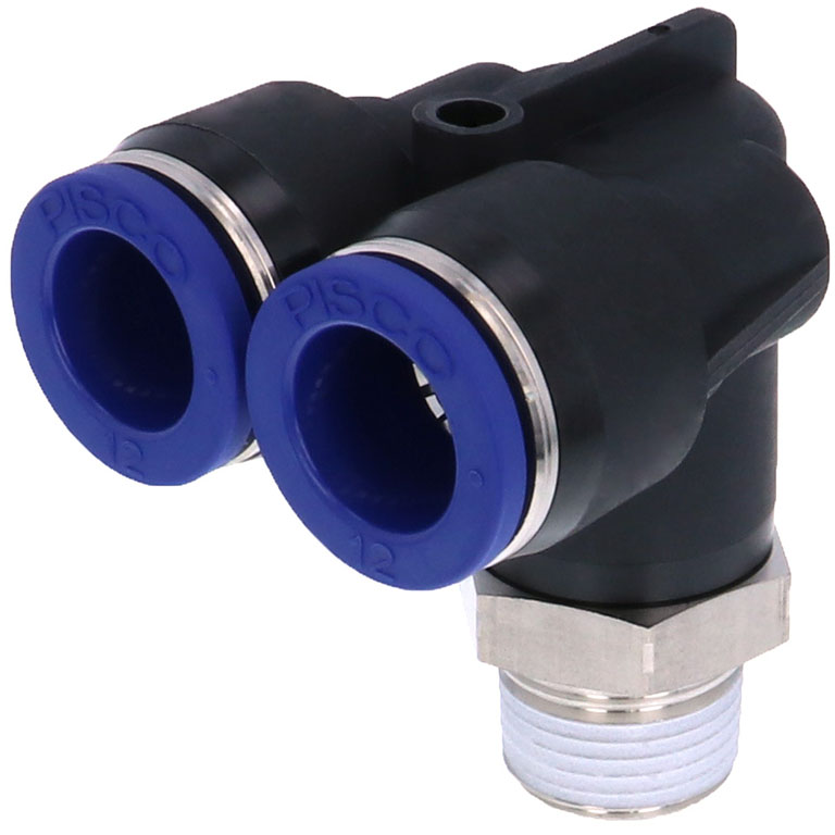 Alternative view of Đầu Nối Nhanh Khí Nén Hai Nhánh Cong 90° Ren Ngoài Pisco PAX12-03SUS