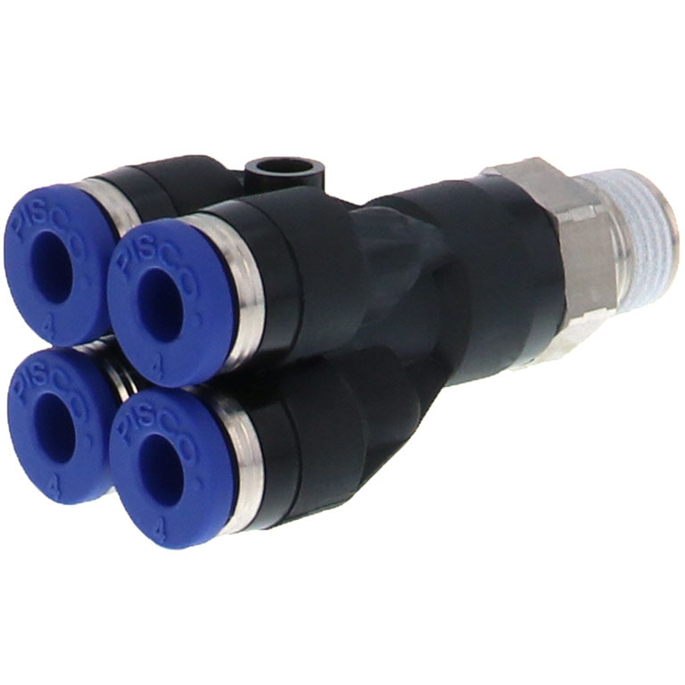 Alternative view of Đầu Nối Nhanh Khí Nén Dạng Chữ Y Bốn Nhánh Ren Ngoài Pisco PRX4-01SUS