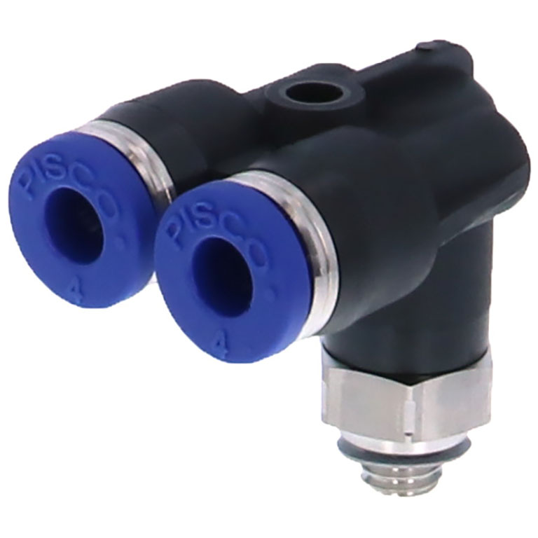 Alternative view of Đầu Nối Nhanh Khí Nén Hai Nhánh Cong 90° Ren Ngoài Pisco PAX4-M5SUS