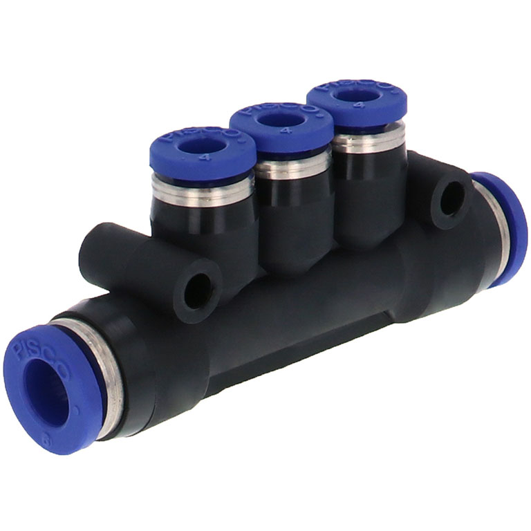 Alternative view of Đầu Nối Nhanh Khí Nén Chữ T 5 Ngã Dạng Nối Giảm Pisco PKG6-4SUS