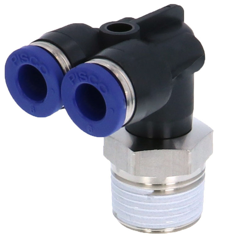 Alternative view of Đầu Nối Nhanh Khí Nén Hai Nhánh Cong 90° Ren Ngoài Pisco PAX6-03SUS