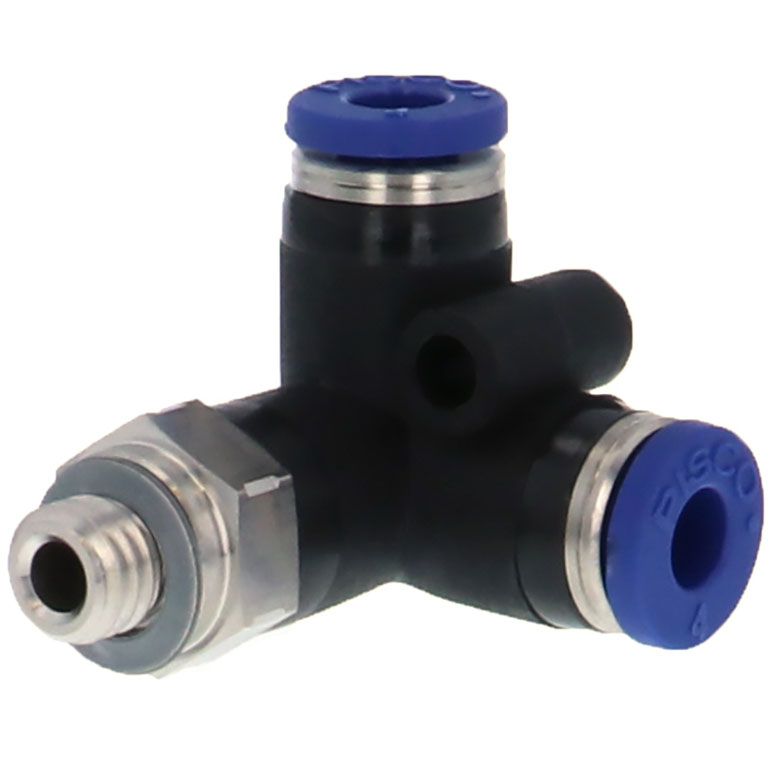 Alternative view of Đầu Nối Nhanh Khí Nén Hai Nhánh Chạc Ba Cong 90° Ren Ngoài Pisco PVX4-M6SUS