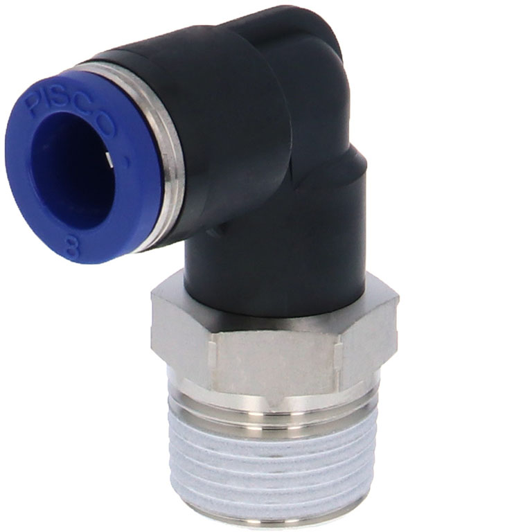 Alternative view of Đầu Nối Nhanh Khí Nén Dạng Cong 90° Ren Ngoài Pisco PL8-03SUS