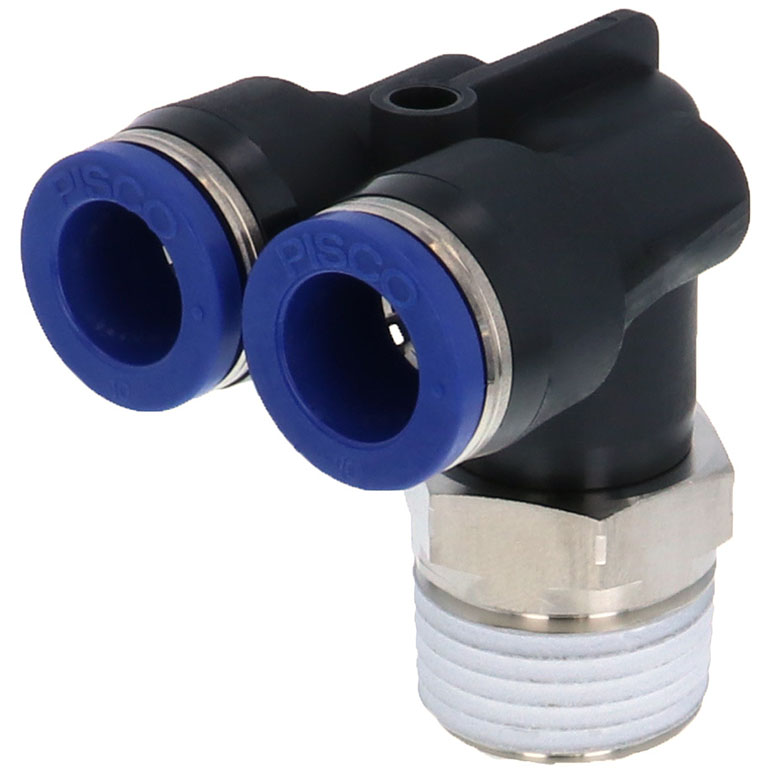 Alternative view of Đầu Nối Nhanh Khí Nén Hai Nhánh Cong 90° Ren Ngoài Pisco PAX10-04SUS