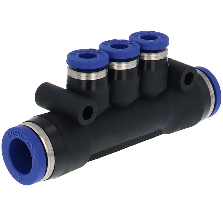 Alternative view of Đầu Nối Nhanh Khí Nén Chữ T 5 Ngã Dạng Nối Giảm Pisco PKG8-4SUS
