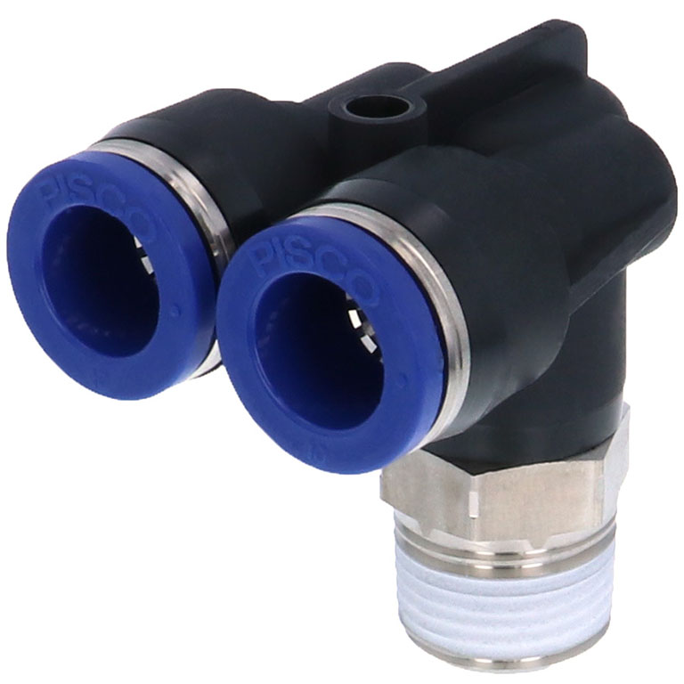 Alternative view of Đầu Nối Nhanh Khí Nén Hai Nhánh Cong 90° Ren Ngoài Pisco PAX10-03SUS