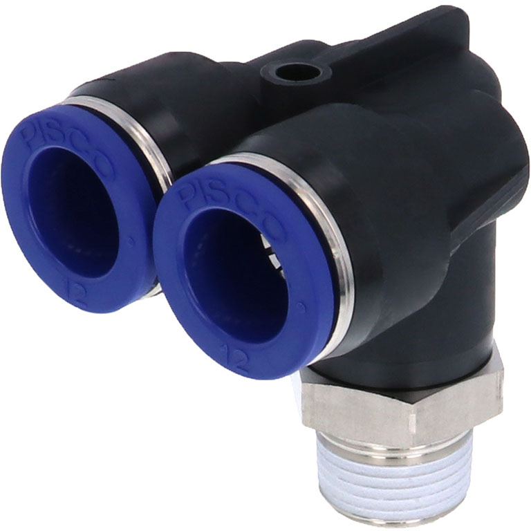 Alternative view of Đầu Nối Nhanh Khí Nén Hai Nhánh Cong 90° Ren Ngoài Pisco PAX12-04SUS