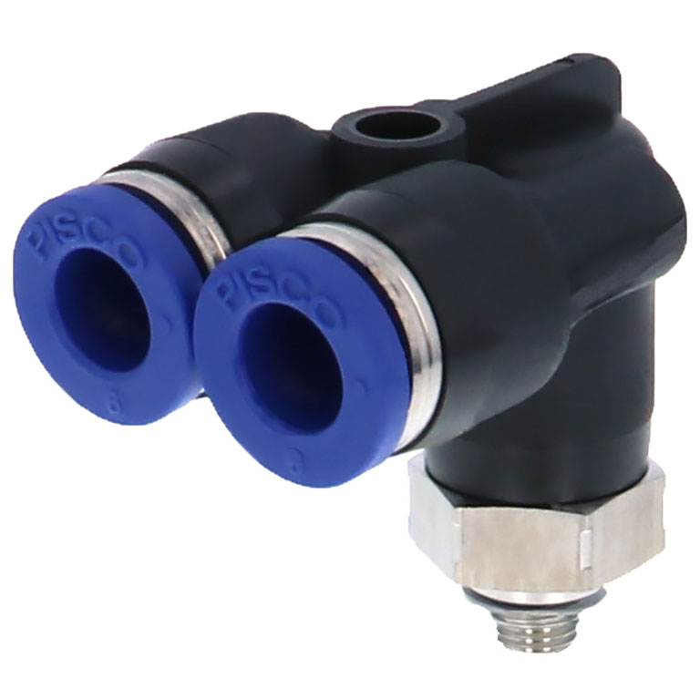 Alternative view of Đầu Nối Nhanh Khí Nén Hai Nhánh Cong 90° Ren Ngoài Pisco PAX6-M5SUS