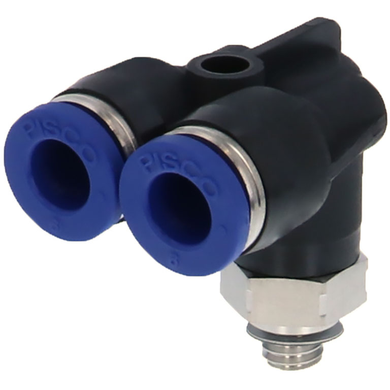 Alternative view of Đầu Nối Nhanh Khí Nén Hai Nhánh Cong 90° Ren Ngoài Pisco PAX6-M6SUS