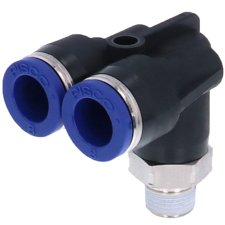 Alternative view of Đầu Nối Nhanh Khí Nén Hai Nhánh Cong 90° Ren Ngoài Pisco PAX8-01SUS