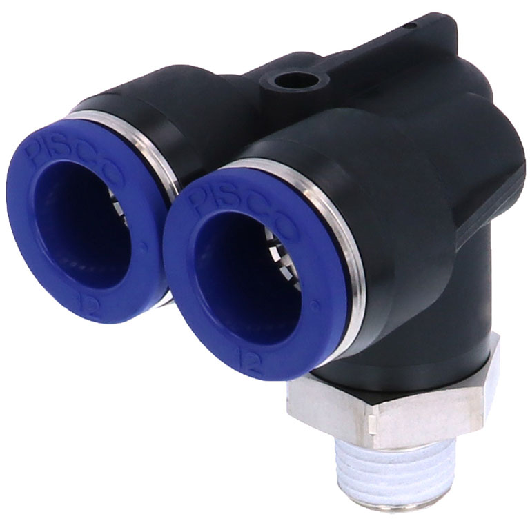 Alternative view of Đầu Nối Nhanh Khí Nén Hai Nhánh Cong 90° Ren Ngoài Pisco PAX12-02SUS