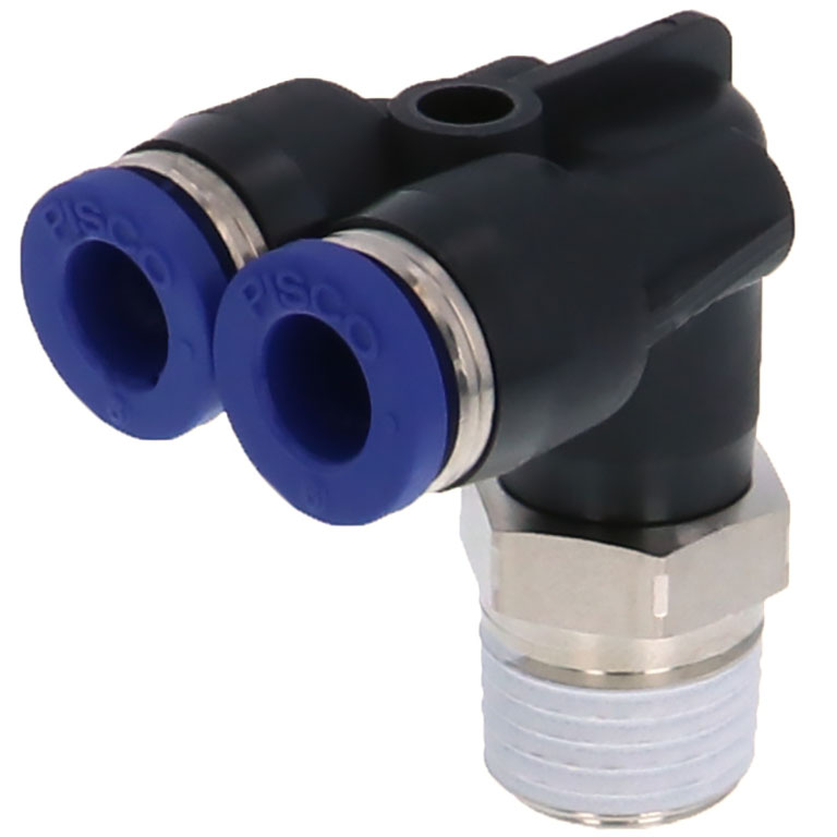 Alternative view of Đầu Nối Nhanh Khí Nén Hai Nhánh Cong 90° Ren Ngoài Pisco PAX6-02SUS