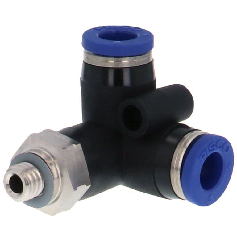 Alternative view of Đầu Nối Nhanh Khí Nén Hai Nhánh Chạc Ba Cong 90° Ren Ngoài Pisco PVX6-M6SUS