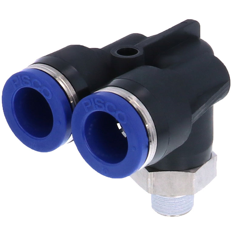 Alternative view of Đầu Nối Nhanh Khí Nén Hai Nhánh Cong 90° Ren Ngoài Pisco PAX10-01SUS
