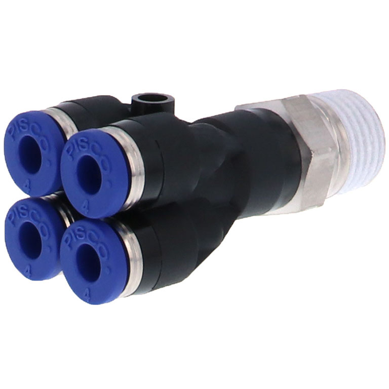 Alternative view of Đầu Nối Nhanh Khí Nén Dạng Chữ Y Bốn Nhánh Ren Ngoài Pisco PRX4-02SUS
