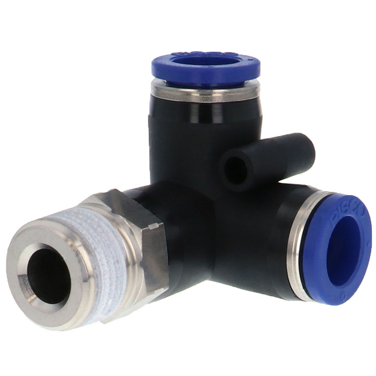 Alternative view of Đầu Nối Nhanh Khí Nén Hai Nhánh Chạc Ba Cong 90° Ren Ngoài Pisco PVX10-03SUS