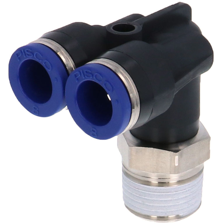 Alternative view of Đầu Nối Nhanh Khí Nén Hai Nhánh Cong 90° Ren Ngoài Pisco PAX8-03SUS