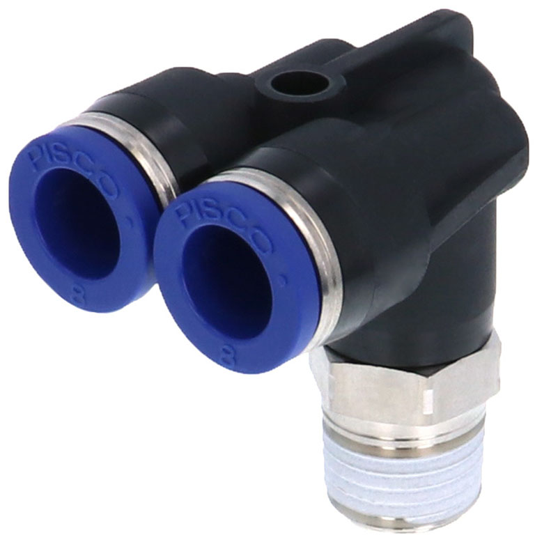 Alternative view of Đầu Nối Nhanh Khí Nén Hai Nhánh Cong 90° Ren Ngoài Pisco PAX8-02SUS