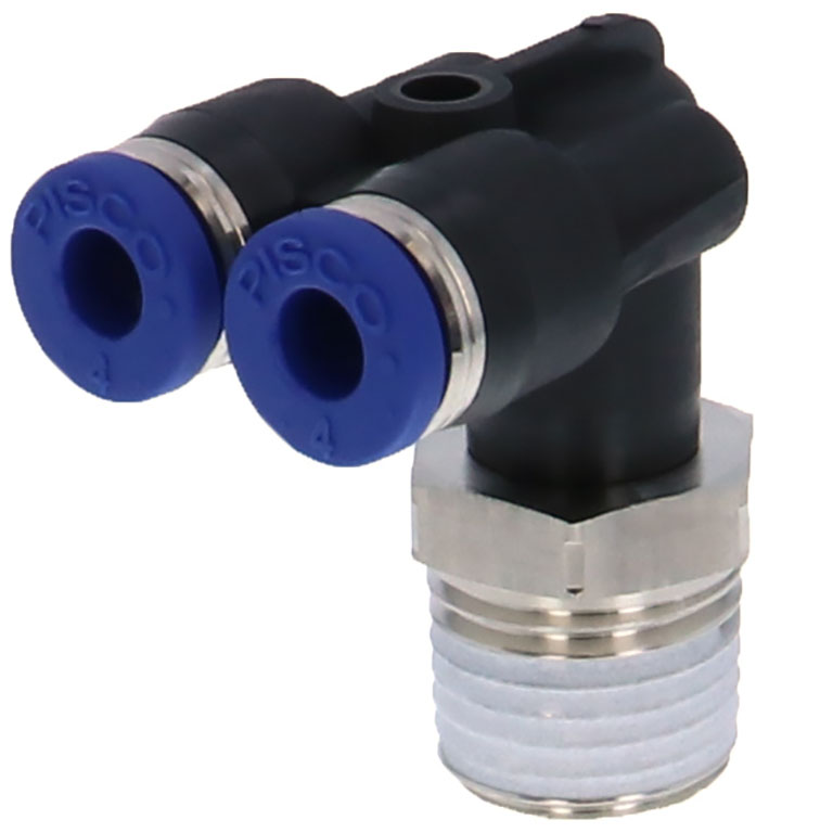 Alternative view of Đầu Nối Nhanh Khí Nén Hai Nhánh Cong 90° Ren Ngoài Pisco PAX4-02SUS
