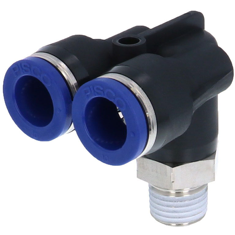 Alternative view of Đầu Nối Nhanh Khí Nén Hai Nhánh Cong 90° Ren Ngoài Pisco PAX10-02SUS