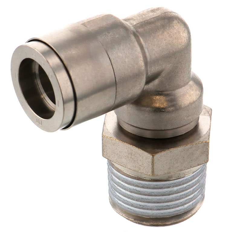 Đầu Nối Nhanh Khí Nén Cong 90° Phi 10mm Ren Ngoài R1/2 Pisco KL10-04