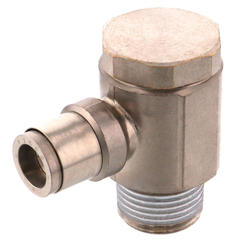 Alternative view of Đầu Nối Nhanh Khí Nén Cong 90° Đầu Lục Giác Trụ Ren Ngoài Pisco KH6-03-F