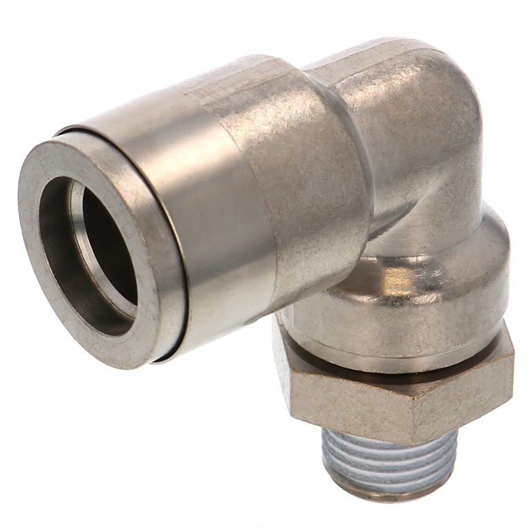 Đầu Nối Nhanh Khí Nén Cong 90° Phi 12mm Ren Ngoài R1/4 Pisco KL12-02