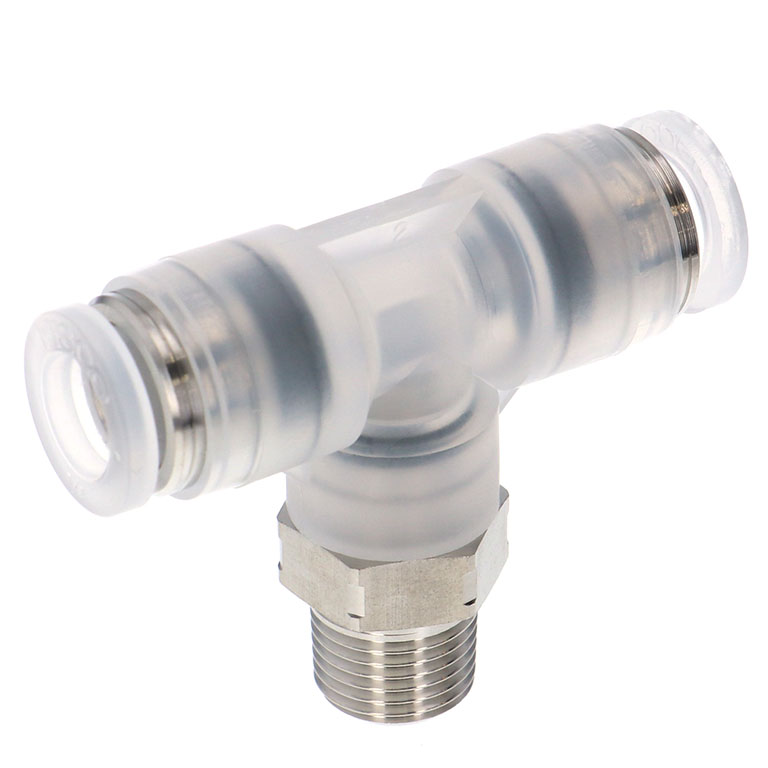 Alternative view of Đầu Nối Nhanh Khí Nén Dạng Chữ T Ren Ngoài Pisco PPB1/4-01SUS-HN