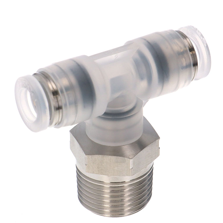 Alternative view of Đầu Nối Nhanh Khí Nén Dạng Chữ T Ren Ngoài Pisco PPB1/4-03SUS