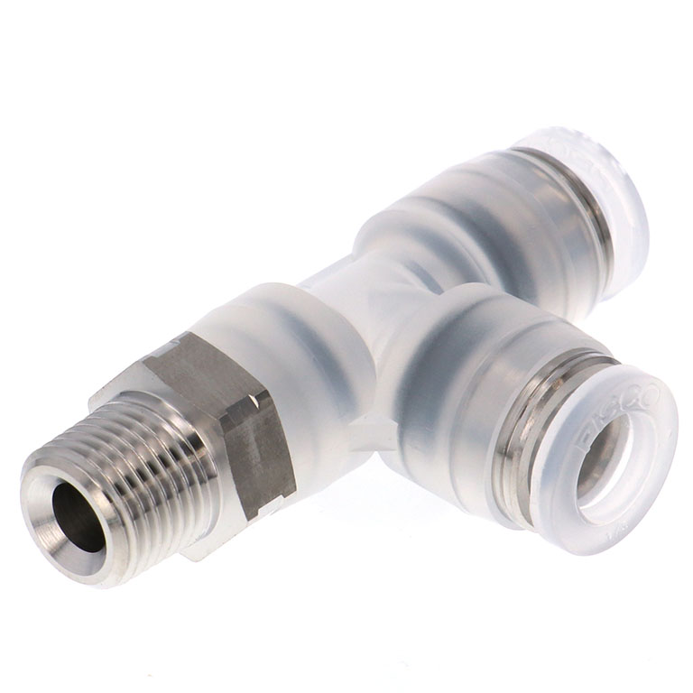 Alternative view of Đầu Nối Nhanh Khí Nén Dạng Chữ T Ren Ngoài Pisco PPD1/4-01SUS