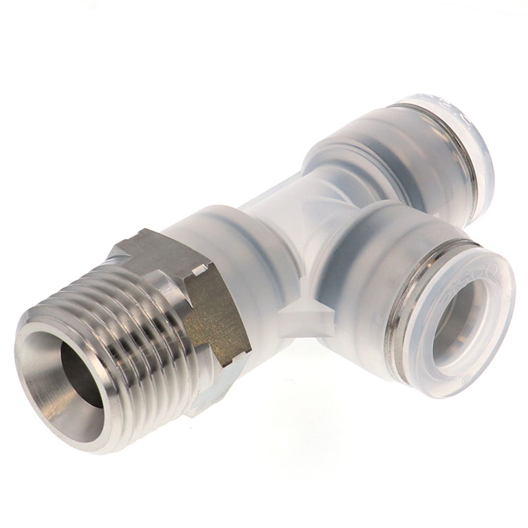 Alternative view of Đầu Nối Nhanh Khí Nén Dạng Chữ T Ren Ngoài Pisco PPD12-04SUS-S-C