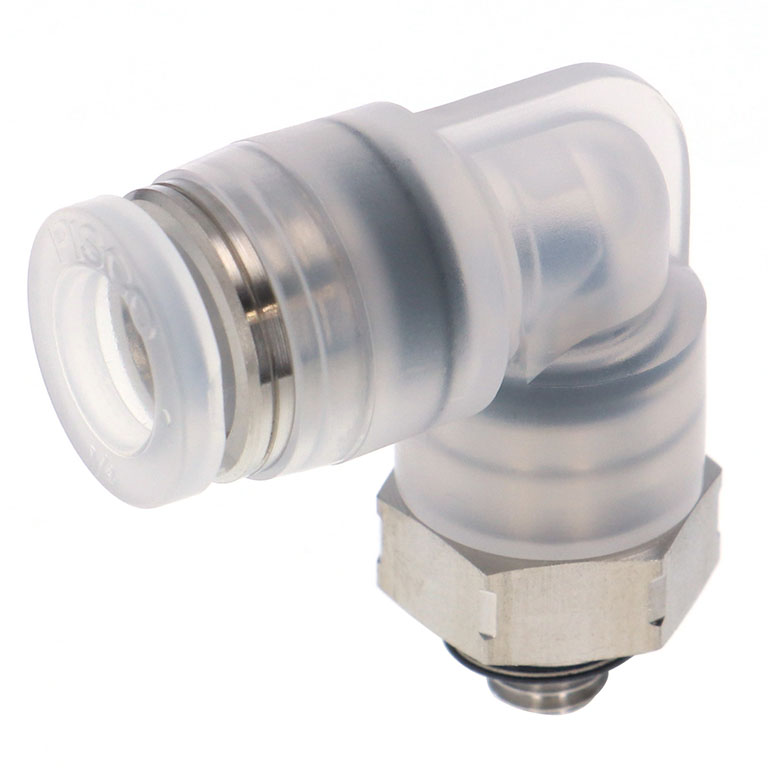 Alternative view of Đầu Nối Nhanh Khí Nén Dạng Cong 90° Ren Ngoài Pisco PPL1/4-M5SUS-UC