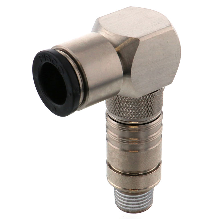 Bộ Đầu Ngạnh Nối Ống Dẫn Điều Khiển Nhiệt Độ Khuôn Đúc Dạng Cong 90°, Có Van Tự Ngắt Pisco ASL10-1202