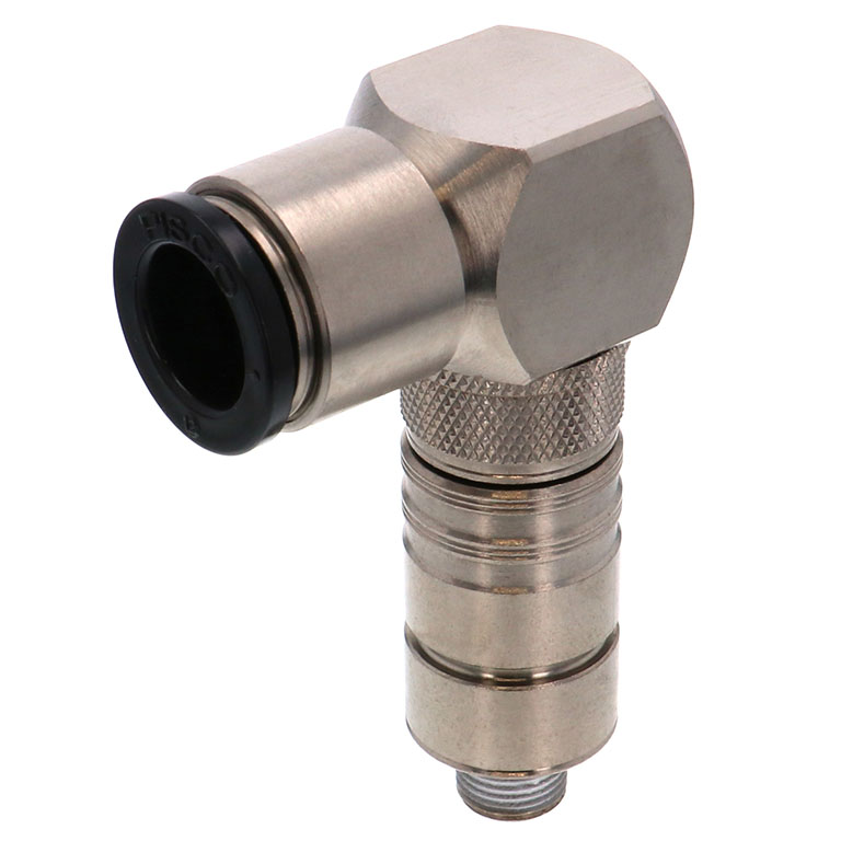 Bộ Đầu Ngạnh Nối Ống Dẫn Điều Khiển Nhiệt Độ Khuôn Đúc Dạng Cong 90°, Có Van Tự Ngắt Pisco ASL10-1201