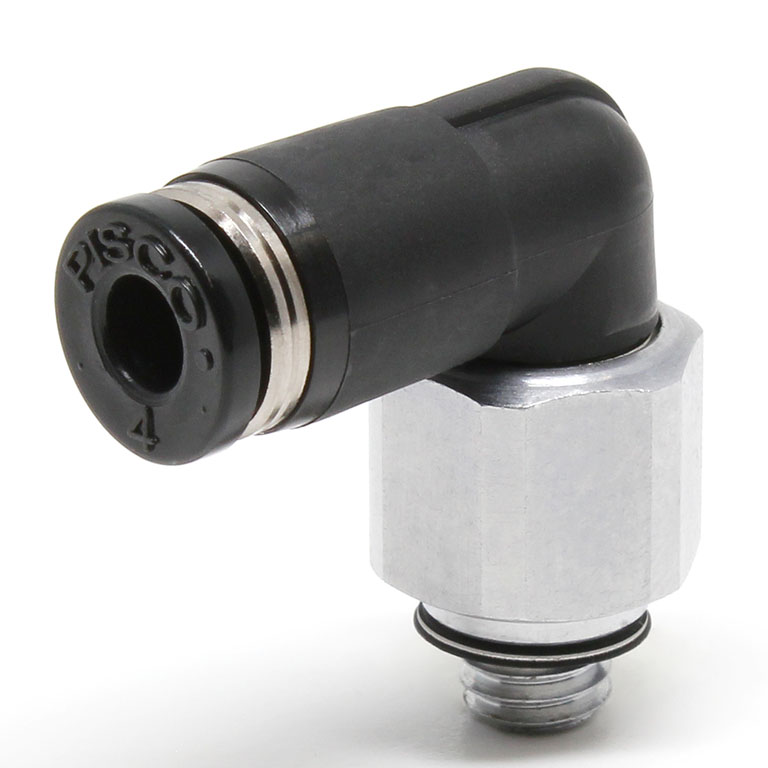 Alternative view of Đầu Nối Nhanh Khí Nén Dạng Cong 90° Ren Ngoài Có Khớp Xoay Pisco RL4-M6