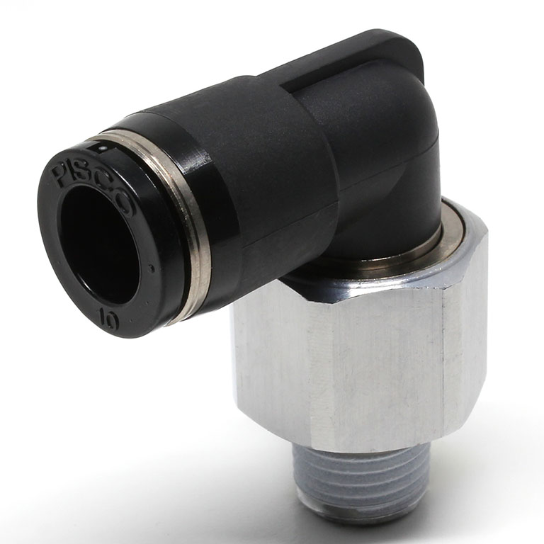 Alternative view of Đầu Nối Nhanh Khí Nén Dạng Cong 90° Ren Ngoài Có Khớp Xoay Pisco RL10-02