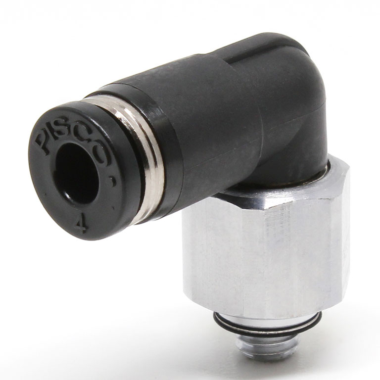 Alternative view of Đầu Nối Nhanh Khí Nén Dạng Cong 90° Ren Ngoài Có Khớp Xoay Pisco RL4-M5
