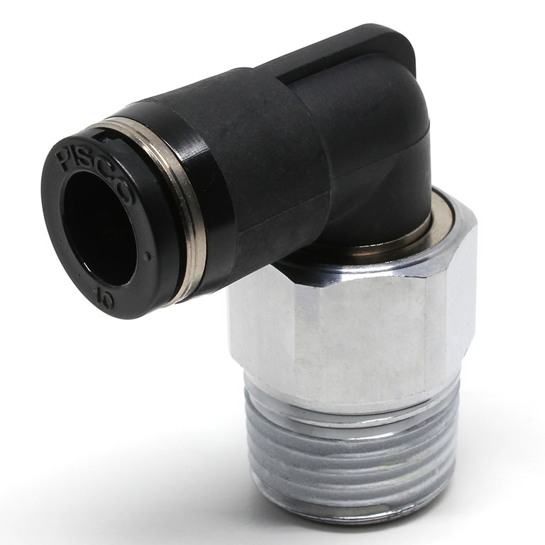 Alternative view of Đầu Nối Nhanh Khí Nén Dạng Cong 90° Ren Ngoài Có Khớp Xoay Pisco RL10-04
