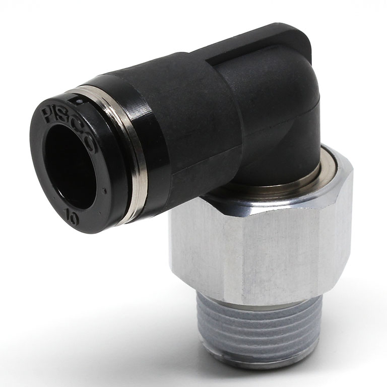 Alternative view of Đầu Nối Nhanh Khí Nén Dạng Cong 90° Ren Ngoài Có Khớp Xoay Pisco RL10-03