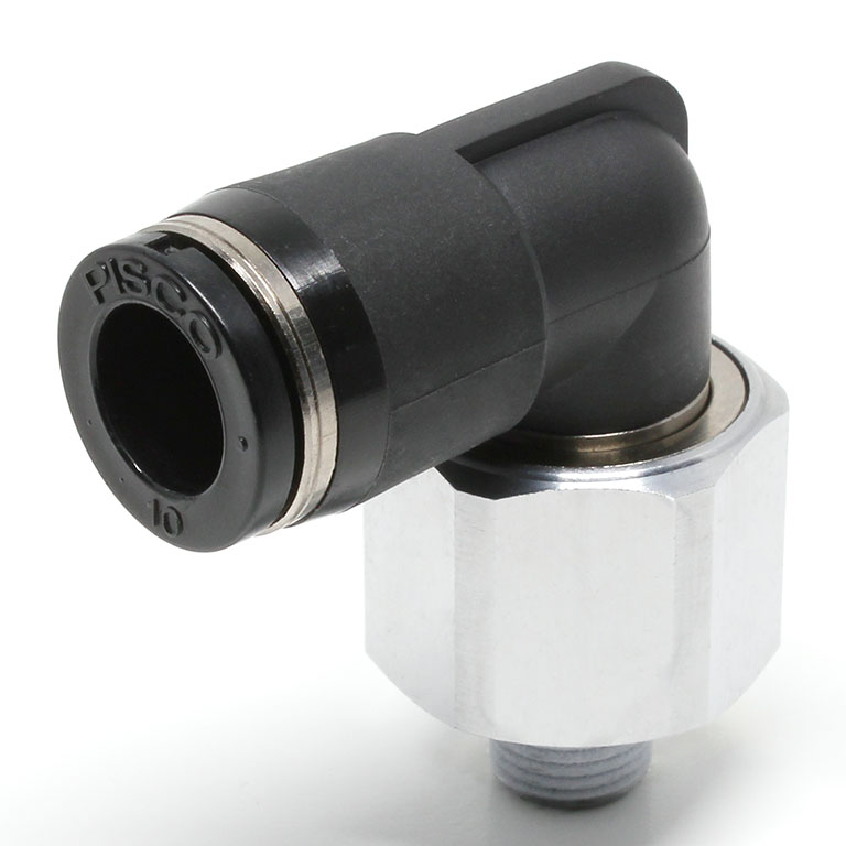 Alternative view of Đầu Nối Nhanh Khí Nén Dạng Cong 90° Ren Ngoài Có Khớp Xoay Pisco RL10-01