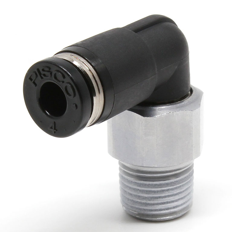 Alternative view of Đầu Nối Nhanh Khí Nén Dạng Cong 90° Ren Ngoài Có Khớp Xoay Pisco RL4-01