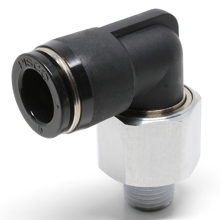 Alternative view of Đầu Nối Nhanh Khí Nén Dạng Cong 90° Ren Ngoài Có Khớp Xoay Pisco RL12-02