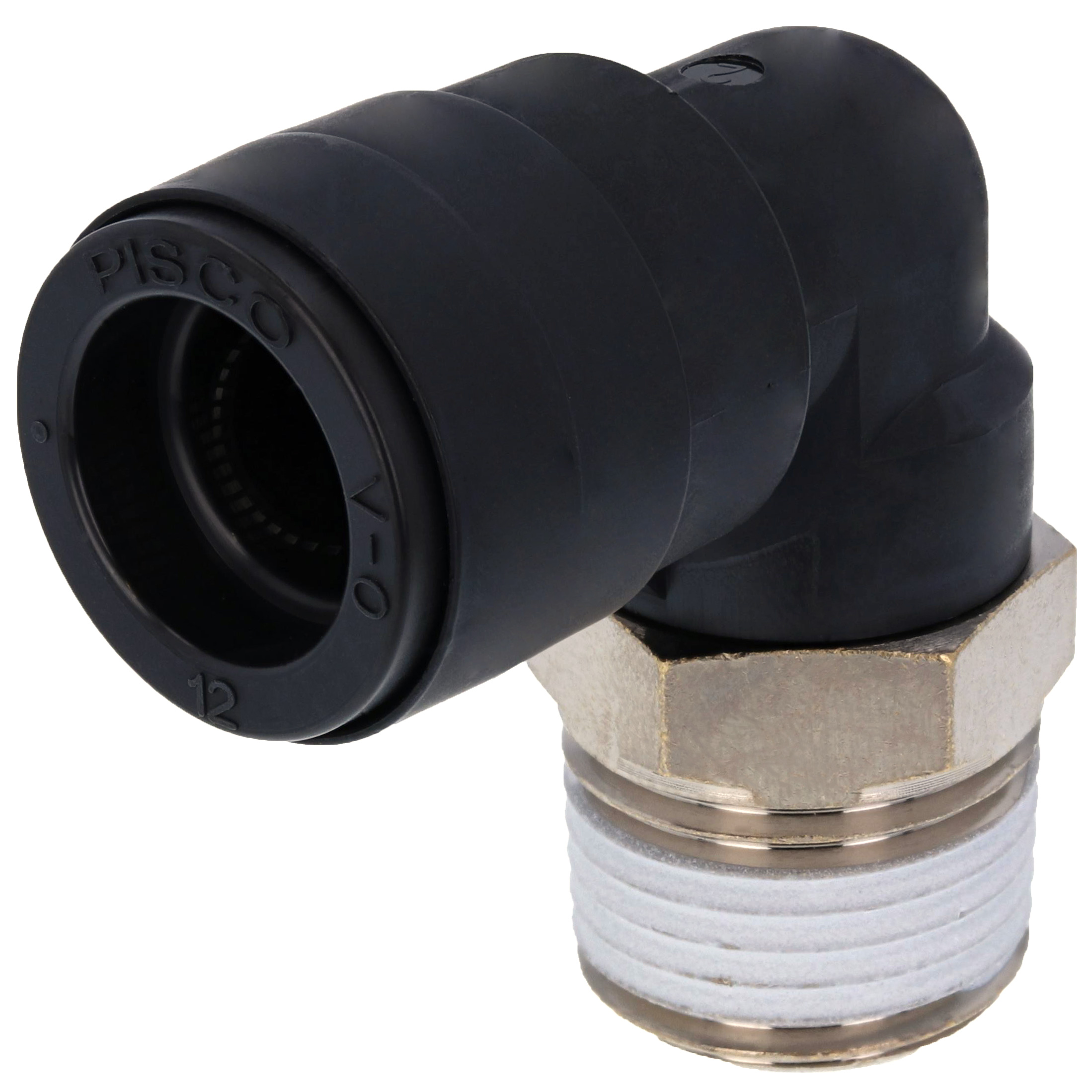 Alternative view of Đầu Nối Nhanh Khí Nén Dạng Cong 90° Ren Ngoài Pisco PL12-04V-0