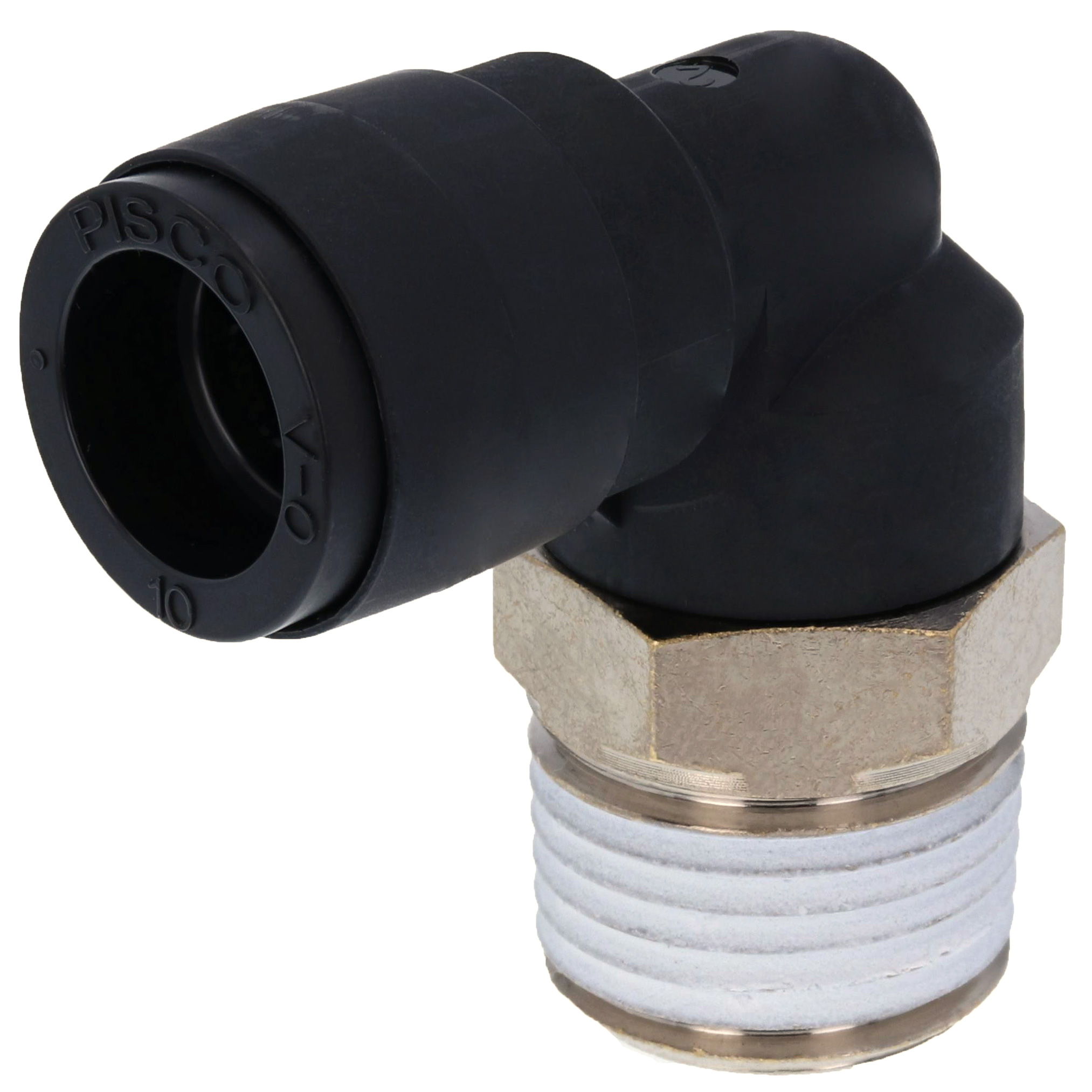 Alternative view of Đầu Nối Nhanh Khí Nén Dạng Cong 90° Ren Ngoài Pisco PL10-04V-0